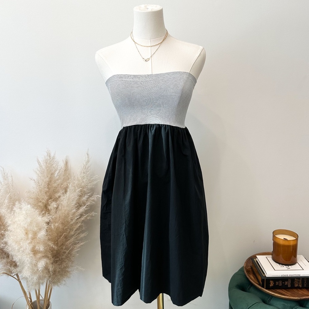 Theory Strapless Black and White Dress